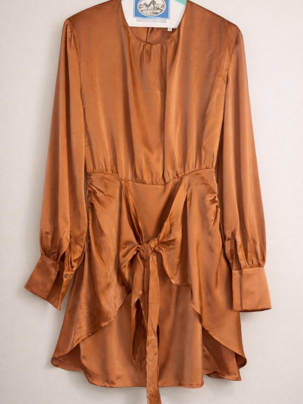 ENTRO small Burnt Orange/Rust long sleeved Polyester Dress NEW